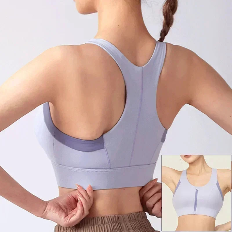 Structured Front-Zip High-Impact Sports Bra with Racerback Support