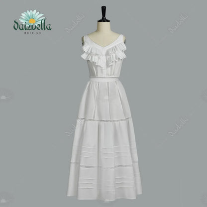 Women's Vintage Inspired High Neck Dress Set with Layered Skirt and Long Sleeve Design