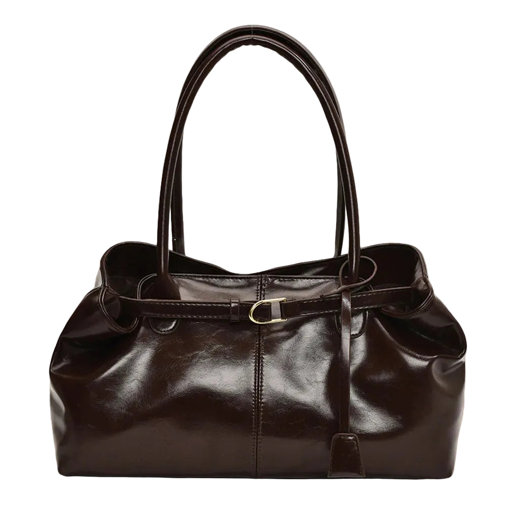 Soft PU Leather Slouchy Hobo Tote Bag with Top Handle Design