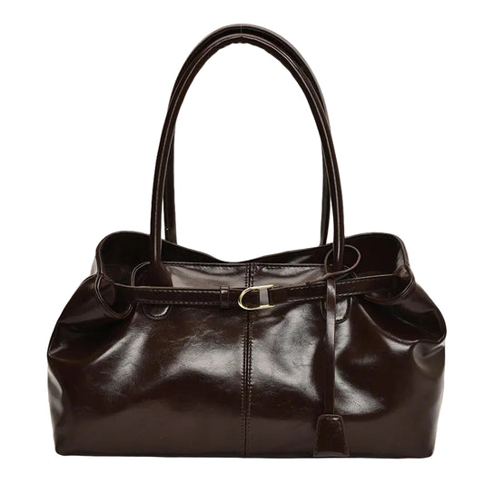 Soft PU Leather Slouchy Hobo Tote Bag with Top Handle Design