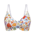 Cheerful Cherry Print Wire-Free Plunge Bra with Scalloped Trim