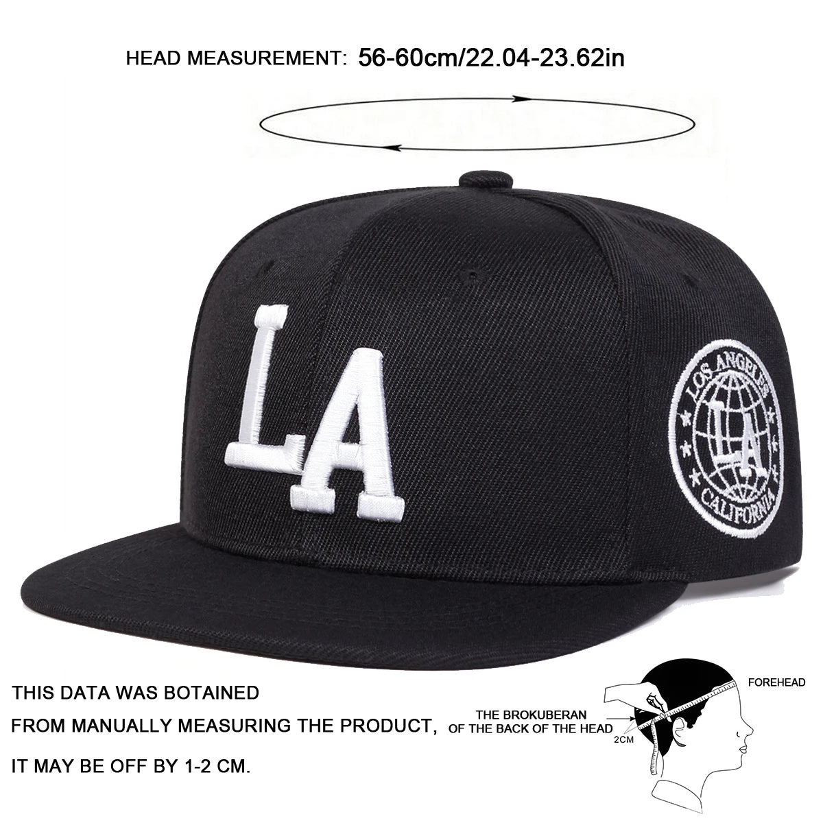 Embroidered Flat Brim Snapback Cap Adjustable Streetwear Hip Hop Fashion Hat