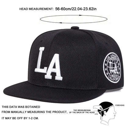 Embroidered Flat Brim Snapback Cap Adjustable Streetwear Hip Hop Fashion Hat