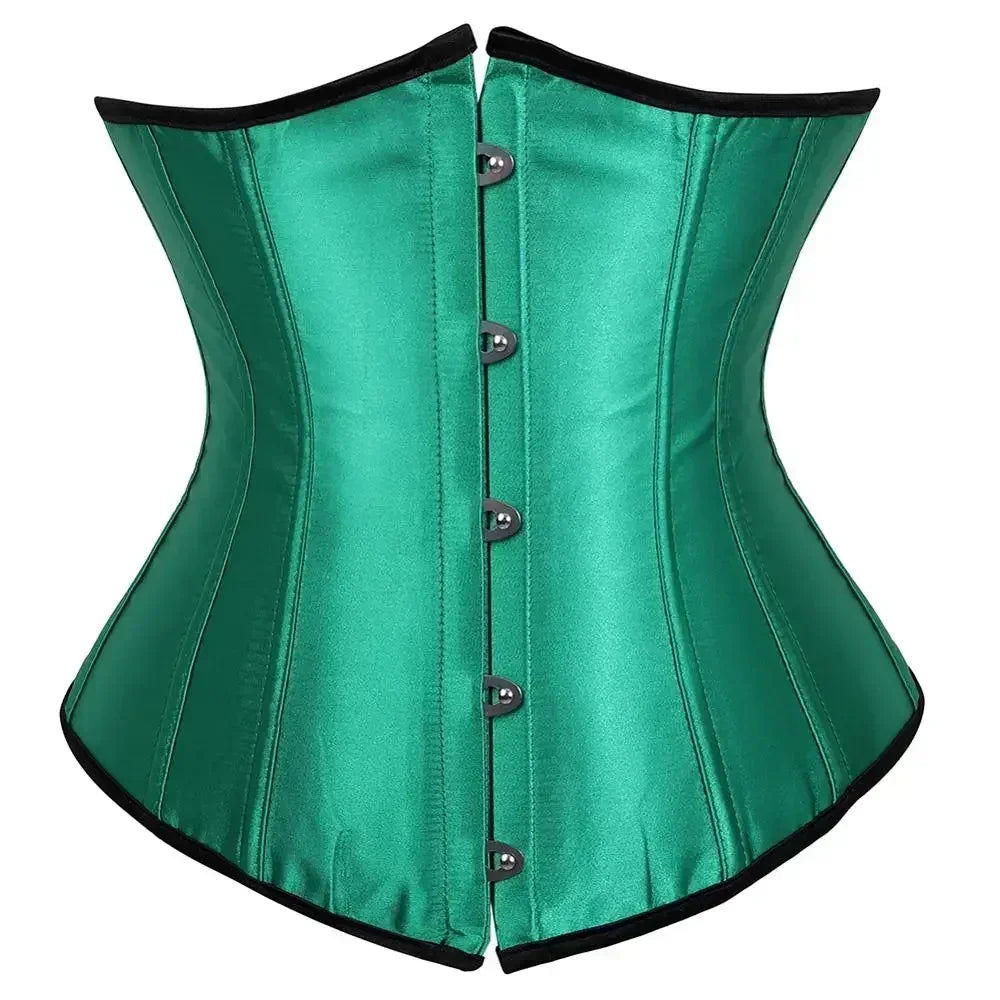 Satin Underbust Corset with Busk Front Closure and Structured Waist Silhouette