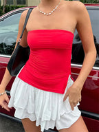 Minimalist Strapless Tube Crop Top with Slim Fit Contemporary Streetwear Style
