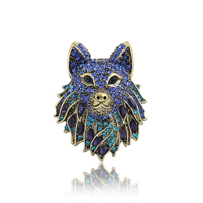 Crystal Wolf Head Statement Brooch for Alternative Fashion