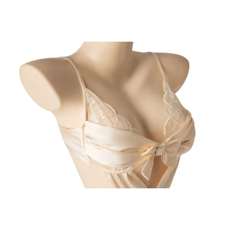 Cream Lace and Sheer Mesh Cutout Babydoll with Crisscross Bodice