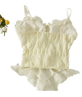 Lace Trim Corset Cami Top with Structured Bodice and Adjustable Straps