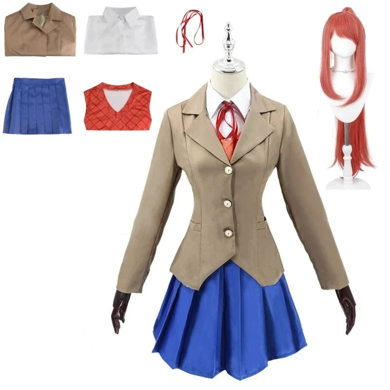 Classic Academic Uniform Set with Pleated Skirt and Tailored Blazer