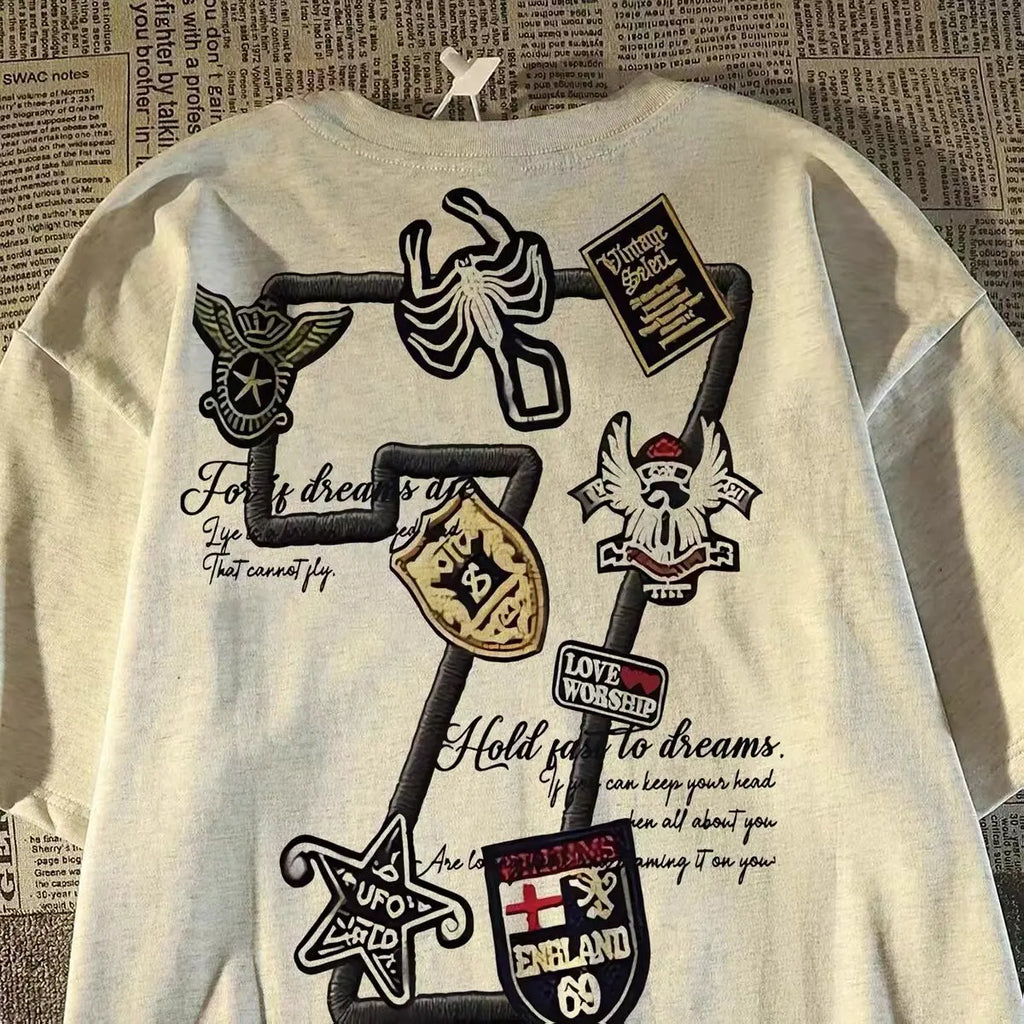 High Street Graphic Streetwear T-Shirt With Casual Cotton Blend Design