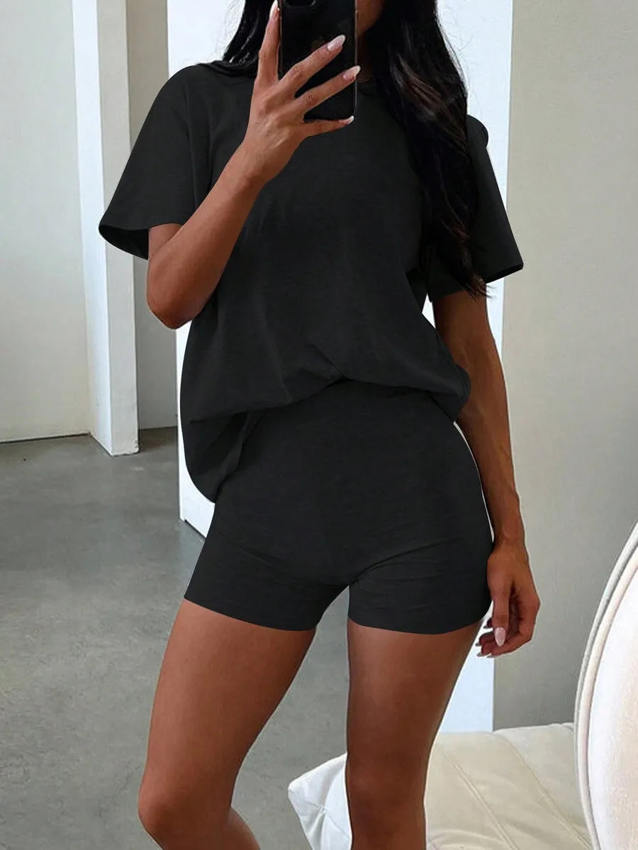 Oversized T Shirt and Shorts Relaxed Summer Lounge Co-Ord Set