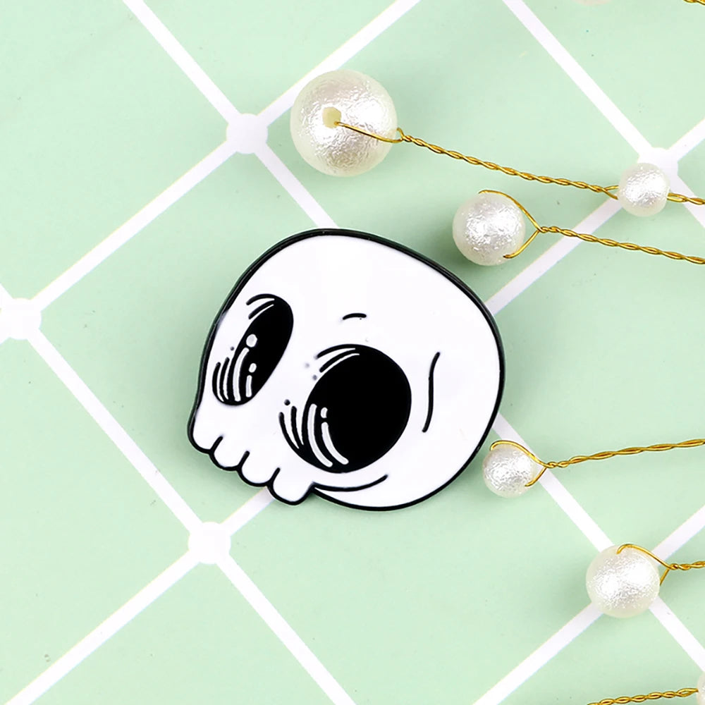 Ghostly Skull and Skeleton Enamel Pin Collection for Alternative Fashion