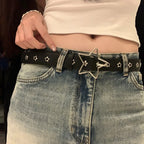 Star Eyelet Rivet Waist Belt for Gothic Punk Y2K Fashion Looks