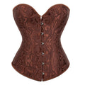 Classic Black Floral Jacquard Overbust Corset with Metal Busk Closure