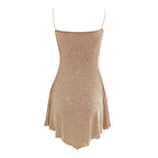 Sparkle Embellished Sleeveless Mini Dress With Flared Skater Inspired Silhouette