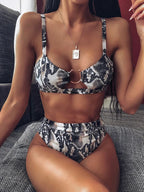 Bold Leopard Print Bralette Bikini with U-Notch Detail and High-Waisted Bottom