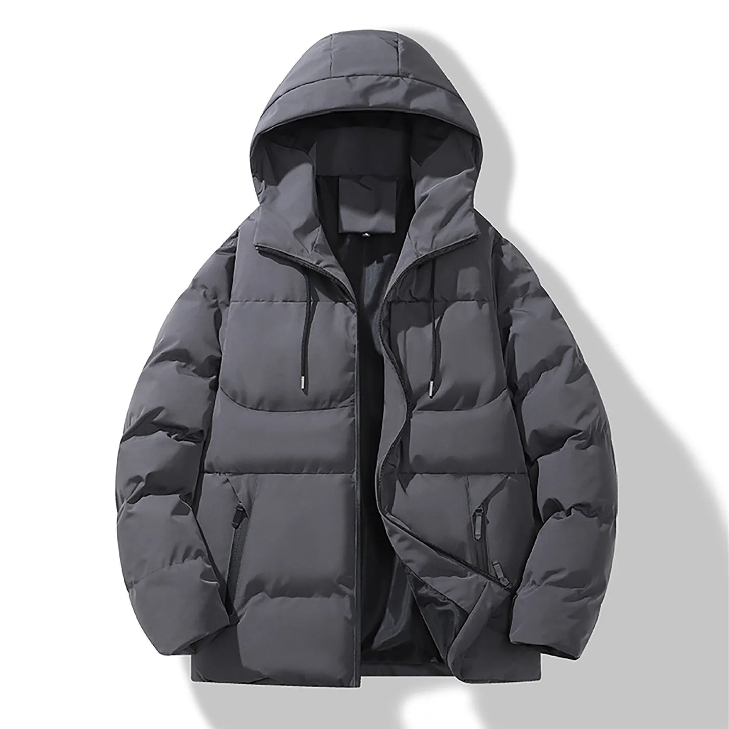 Men's Hooded Puffer Jacket with Quilted Design for Everyday Winter Streetwear Layering