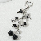 Neo Gothic Charm Keychain with Heart Cherry and Butterfly Accents