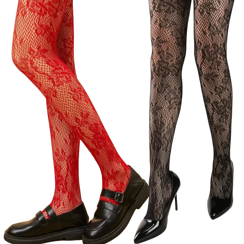 Branch Pattern Lace Fishnet Tights Nature Inspired Alternative Fashion Hosiery