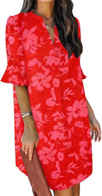 Oversized V-Neck Mini Dress with Ruffle Sleeves Contemporary Casual Streetwear Style