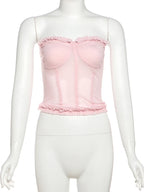 Strapless Corset Crop Top with Structured Seam Detail and Slim Fit Streetwear Style