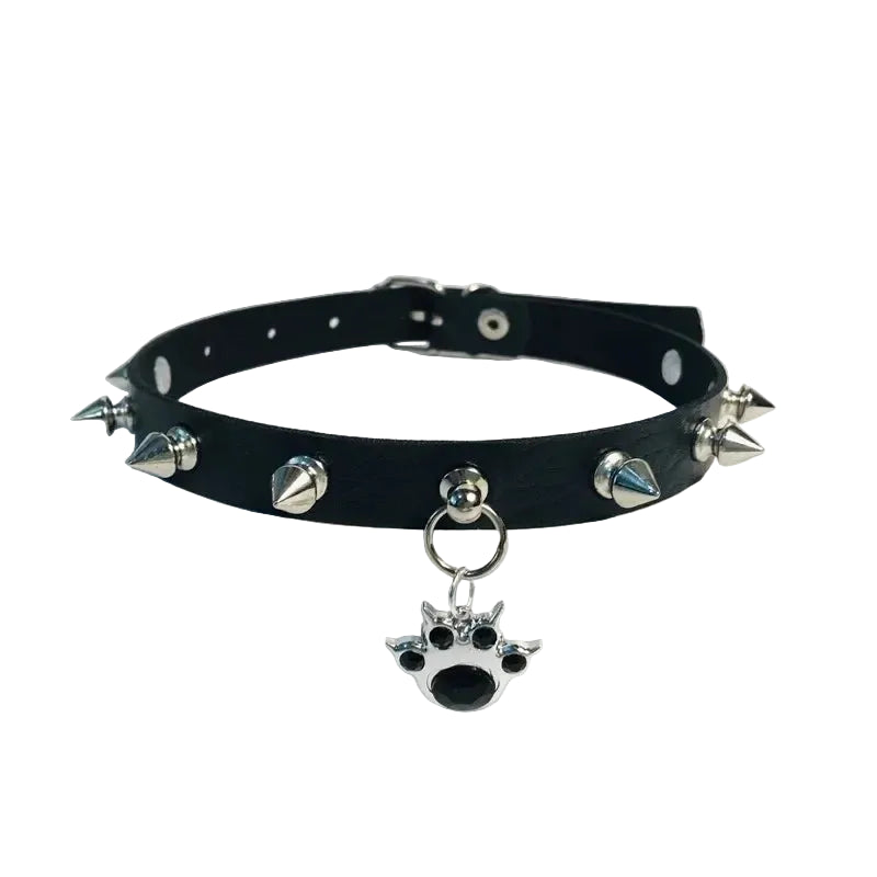Cat Paw Charm Choker Necklace for Gothic Alternative Fashion Styling