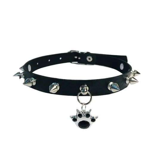 Cat Paw Charm Choker Necklace for Gothic Alternative Fashion Styling