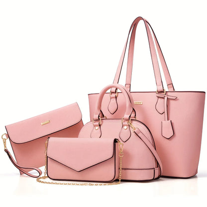 Multi Piece Structured Handbag Set with Coordinated Everyday Carry