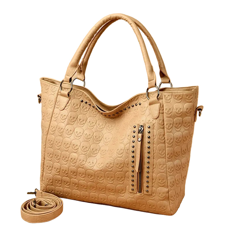 Studded Faux Leather Tote Crossbody Bag with Structured Carry Design