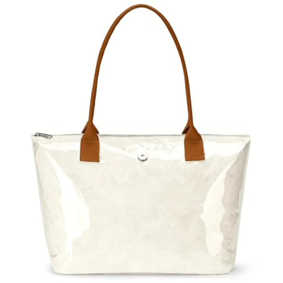 Minimal Large Capacity Tote Shoulder Bag with Zip Closure Design