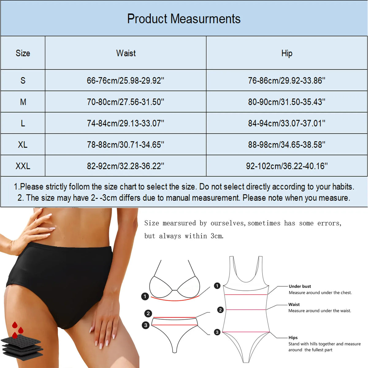 High-Waisted Solid Black Full-Coverage Brief Panty