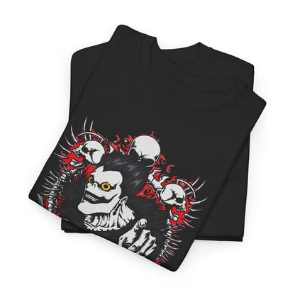 Anime Goth Oversized Graphic Tee with Dark Manga Skull Art Design