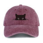 Unisex Vintage Washed Cotton Baseball Cap with Minimal Graphic Embroidery for Casual Everyday Style