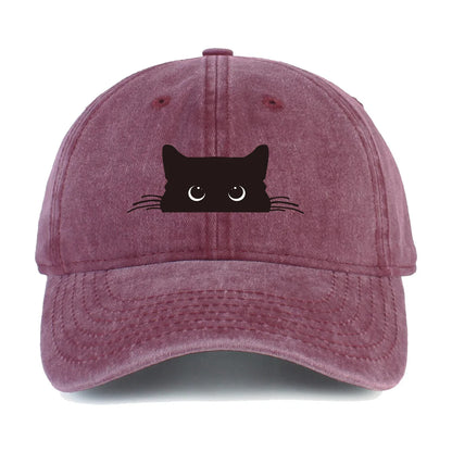 Unisex Vintage Washed Cotton Baseball Cap with Minimal Graphic Embroidery for Casual Everyday Style
