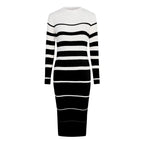 Minimalist Striped Knit Midi Dress with Casual Streetwear Styling