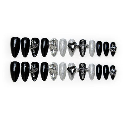 Gothic 3D Press On Nails with Dark Alternative Statement Charm Details