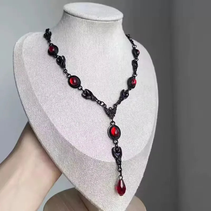 Neo Gothic Heart Cross Choker Necklace With Layered Beaded Alternative Fashion Detailing