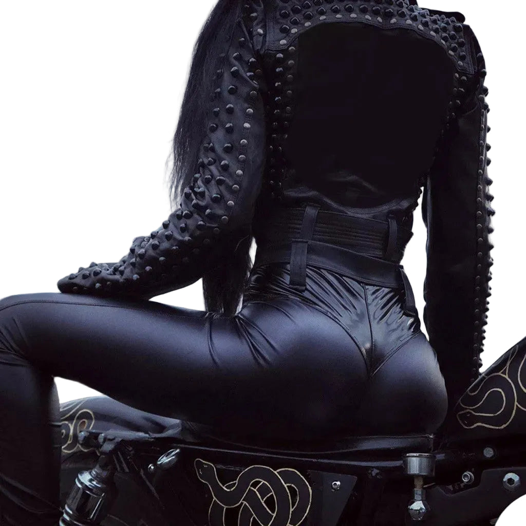 High Waist Faux Leather Leggings Slim Fit Alternative Fashion Statement Bottoms