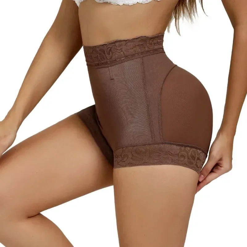 High-Waisted Lace-Trimmed Shaping Panty with Contour Rear Paneling