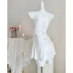 Delicate Blush Pink V-Neck Chemise with Intricate Sheer Lace Bodice