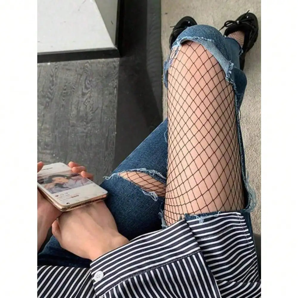 Plus Size Large Diamond Fishnet Pantyhose High Stretch Alternative Fashion Tights