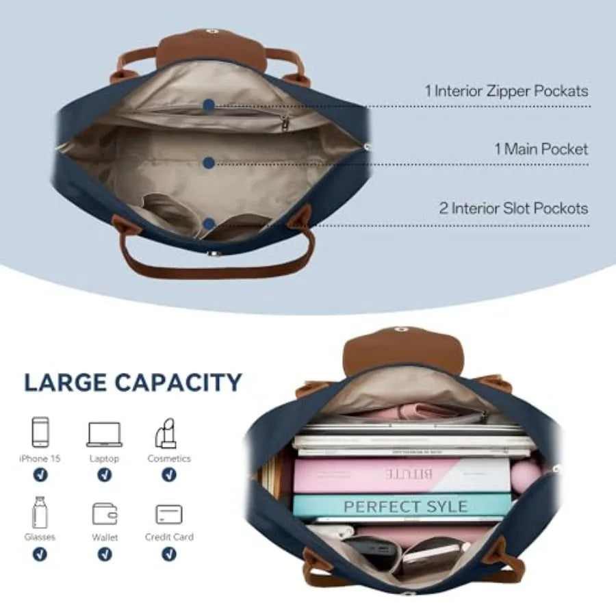 Minimal Large Capacity Tote Shoulder Bag with Zip Closure Design