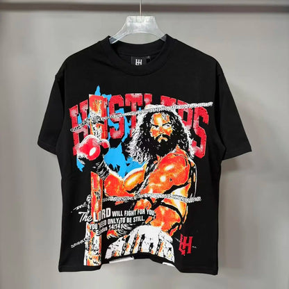Distressed Graphic Oversized Cotton Streetwear T-Shirt with Vintage-Inspired Artwork