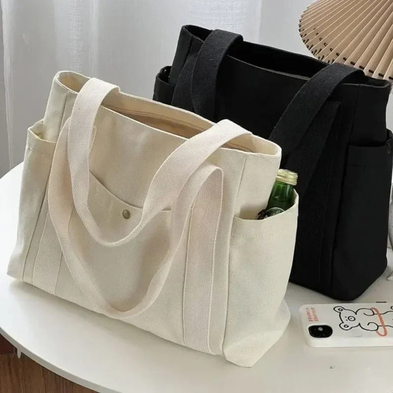 Large Capacity Utility Canvas Tote Shoulder Bag with Everyday Carry Design