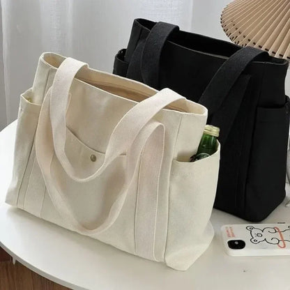Large Capacity Utility Canvas Tote Shoulder Bag with Everyday Carry Design