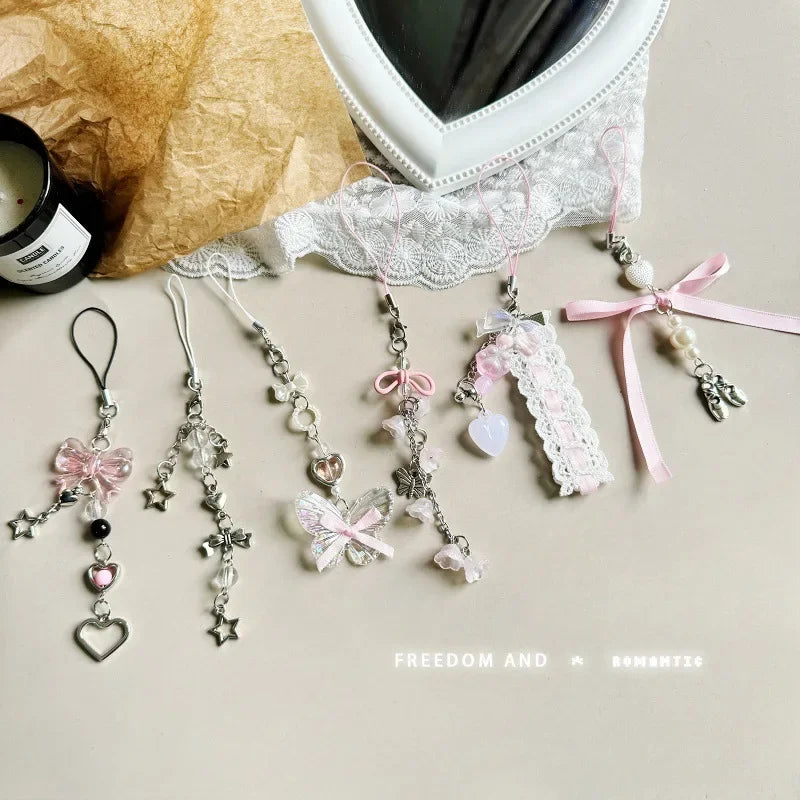 Y2K Charm Keychain with Bow Heart and Star Alternative Accessories
