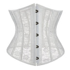 Ethereal White Floral Lace Underbust Waist Cincher with Front Clasps