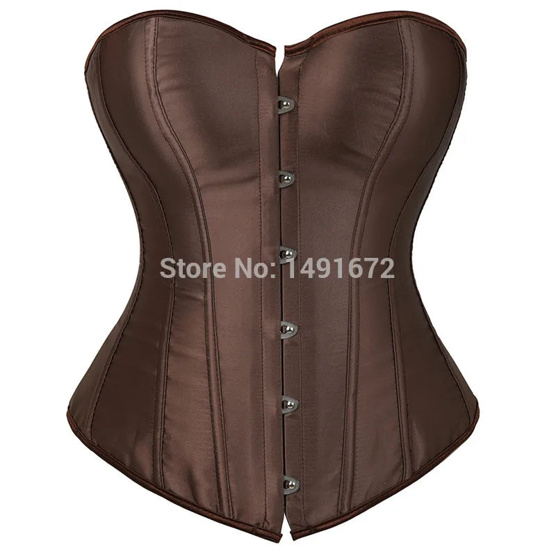 Luminous Teal Satin Overbust Corset with Front Metal Busk