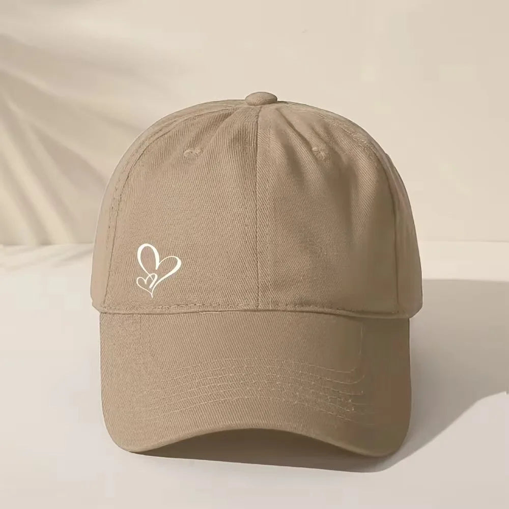 Minimalist Heart Embroidered Baseball Cap Adjustable Curved Brim Casual Streetwear Hat