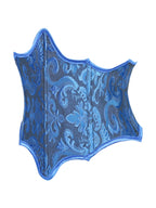 Royal Blue Jacquard Waist Cincher with Dramatic Scalloped Edges and Back Lace-Up